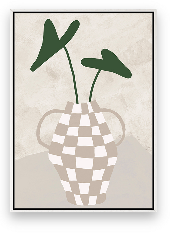Beige and White Checker Vase