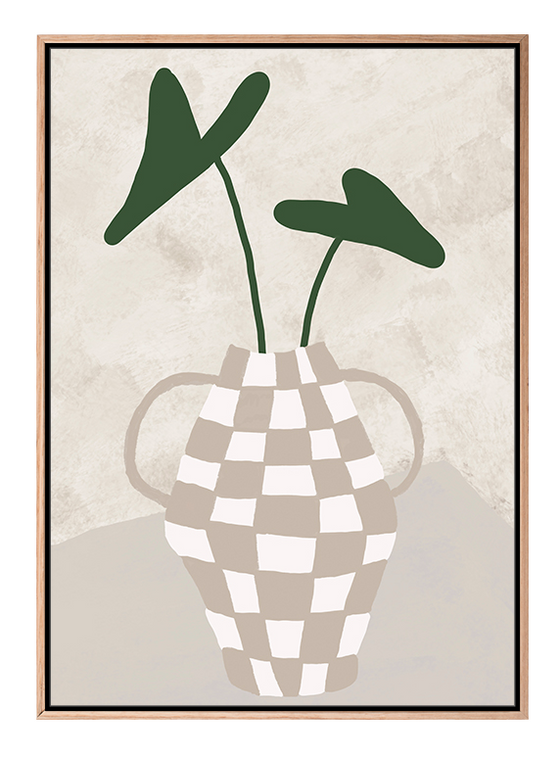 Beige and White Checker Vase